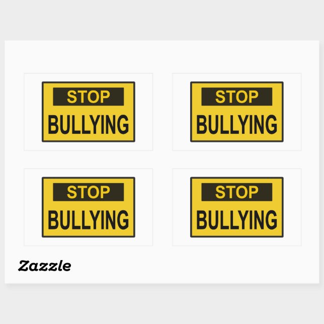 Stop Bullying Sign yellow Rectangular Sticker (Sheet)