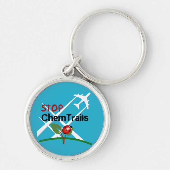Stop Chemtrails Lady Bug Ecocide Key Ring (Front)
