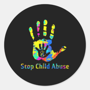 Stop Child Abuse Prevention Awareness Month Blue R Classic Round Sticker