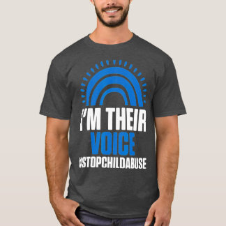 Stop Child Abuse Prevention Month Awareness Blue R T-Shirt