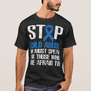 Stop Child Abuse Prevention Month Blue Ribbon Awar T-Shirt