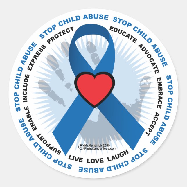 Stop Child Abuse Ribbon Classic Round Sticker (Front)