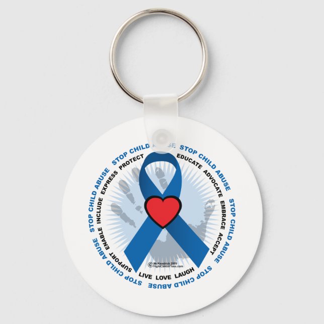 Stop Child Abuse Ribbon Key Ring (Front)