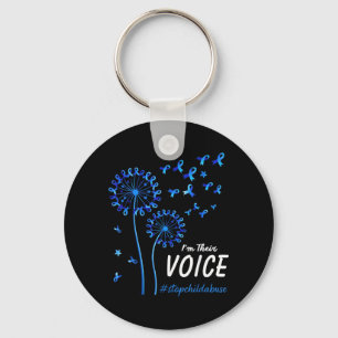 Stop Child Awareness Blue Ribbon Im Their Voice Key Ring
