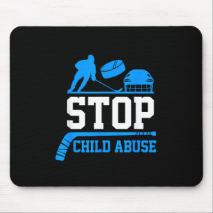 Stop Child Awareness Shirt Blue Ribbon Hockey Mouse Mat