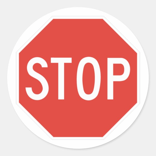 Stop Classic Round Sticker (Front)