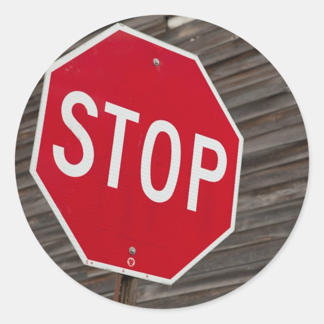 Stop Classic Round Sticker (Front)