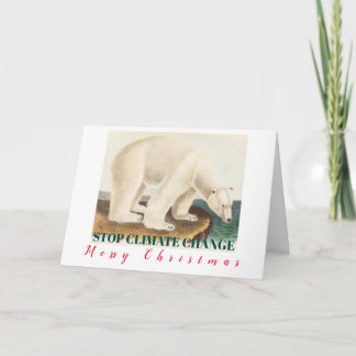 Stop Climate Change Merry Christmas Polar Bear Card