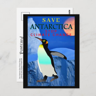 Stop Climate Change Warming Antarctica Penguin Postcard