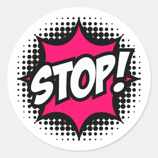 STOP! Comic Book Style Classic Round Sticker (Front)