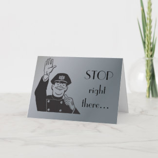 Stop Cop Police Happy Anniversary Retro Clipart Card