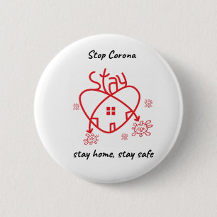 Stop Corona 6 Cm Round Badge