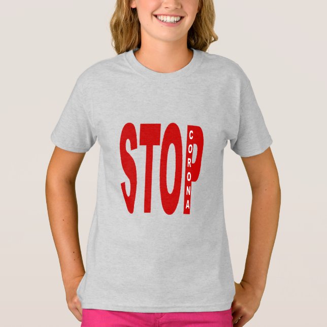 STOP CORONA girls ashes T-shirt (Front)