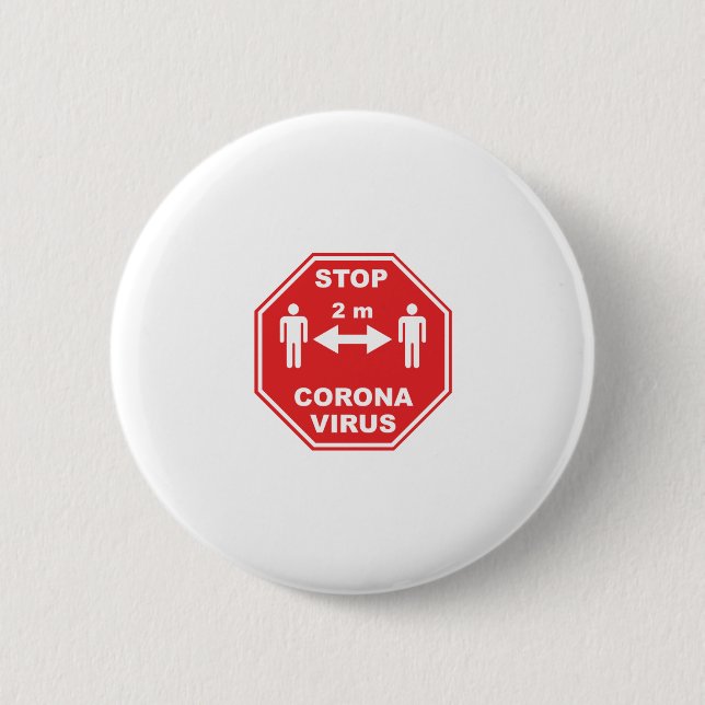 Stop Corona Virus - Please keep your Distance 6 Cm Round Badge (Front)