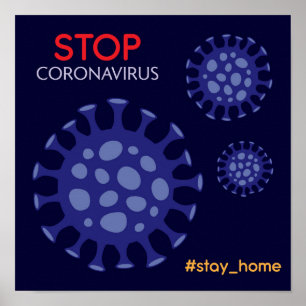 Stop Coronavirus, stay home hashtag prevention Poster