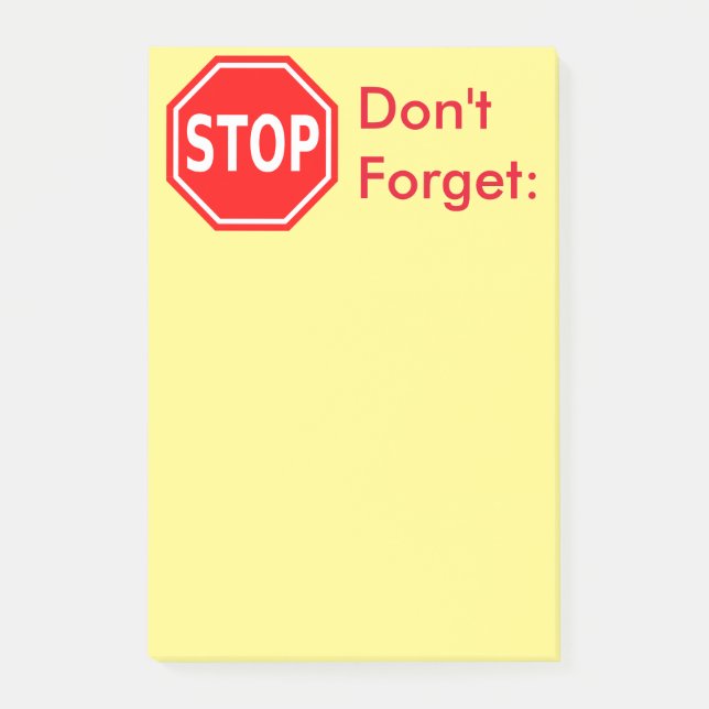 Stop, Don't Forget reminder notes (Front)