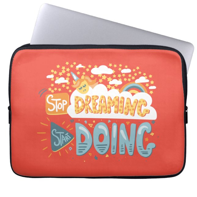 Stop Dreaming, Start Doing Dark Coral Laptop Sleeve (Front)