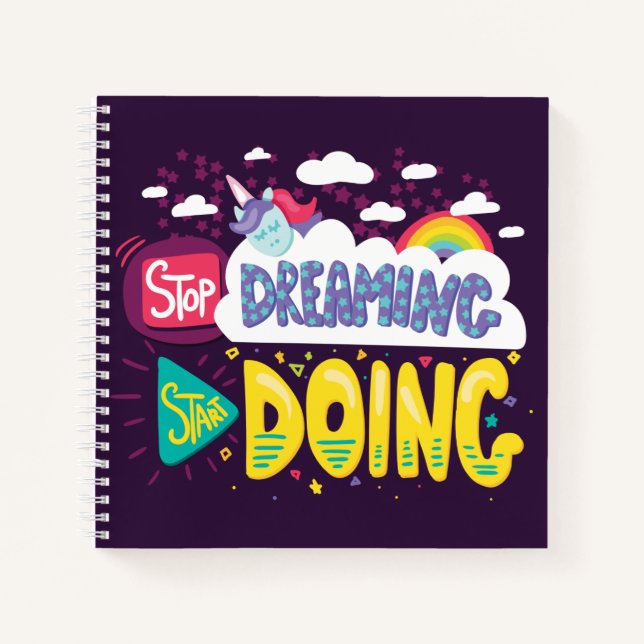 Stop Dreaming, Start Doing Dark Purple Notebook (Front)