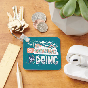 Stop Dreaming, Start Doing Dark Turquoise Metal Key Ring