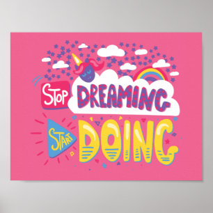 Stop Dreaming, Start Doing Dark Violet Poster