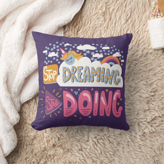 Stop Dreaming, Start Doing Indigo Cushion (Blanket)