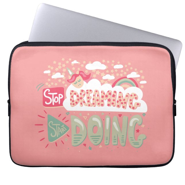 Stop Dreaming, Start Doing Light Salmon Laptop Sleeve (Front)