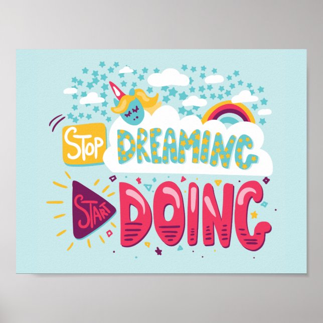 Stop Dreaming, Start Doing Pale Turquoise Poster (Front)