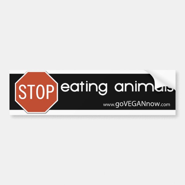 STOP EATING ANIMALS BUMPER STICKER (Front)