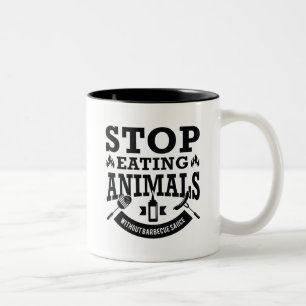 Stop Eating Animals Two-Tone Coffee Mug
