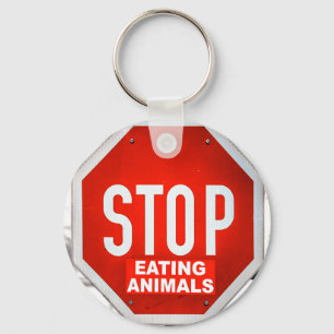 Stop Eating Animals Vegetarian Vegan Key Ring
