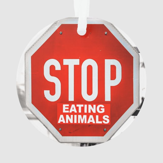 Stop Eating Animals Vegetarian Vegan Ornament (Back)