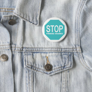 Stop Finning Sharks Sign 6 Cm Round Badge