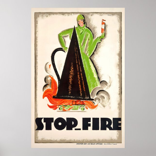 Stop Fire Vintage Advertising Poster - Framed (Front)