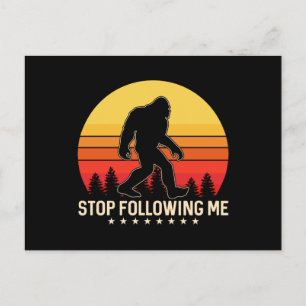 Stop Following Me   Bigfoot Retro Design Postcard