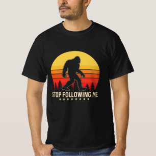 Stop Following Me   Bigfoot Retro Design T-Shirt