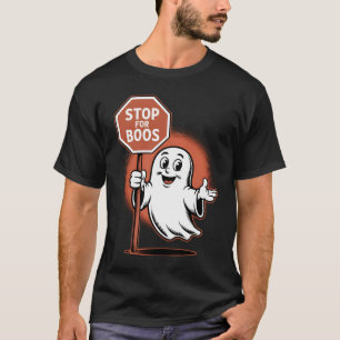 Stop For Boos Halloween Ghost Crossing Guard T-Shirt