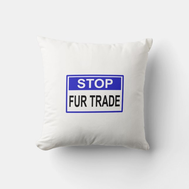 Stop Fur Trade Blue sign Cushion (Front)