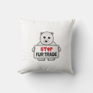 Stop Fur Trade Sad Polar Bear Cushion