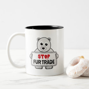 Stop Fur Trade Sad Polar Bear Two-Tone Coffee Mug