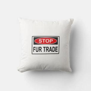 Stop Fur Trade Sign red Cushion