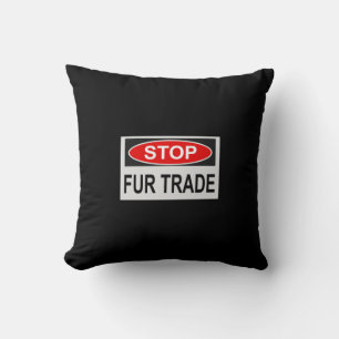 Stop Fur Trade Sign red Cushion