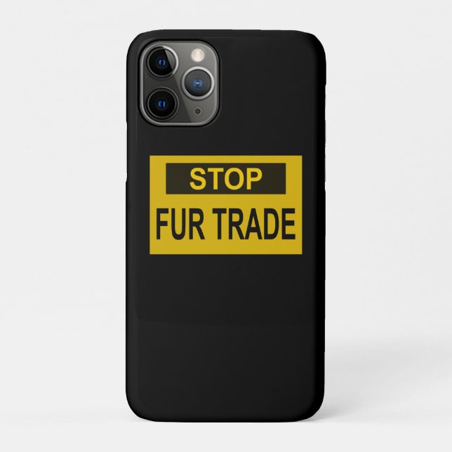 Stop Fur Trade Sign yellow Case-Mate iPhone Case (Back)
