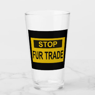 Stop Fur Trade Sign yellow Glass