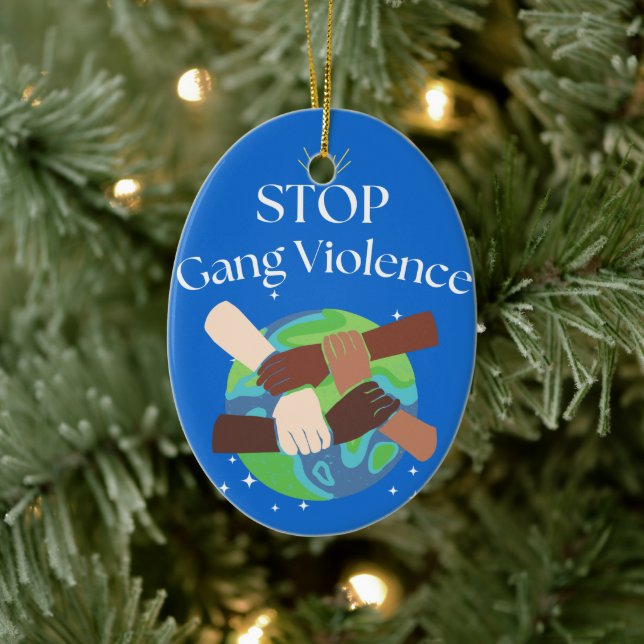 Stop Gang Violence Hands entwined Ceramic Tree Decoration (Tree)