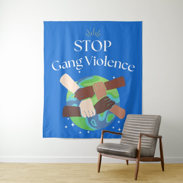 Stop Gang Violence Hands entwined Tapestry (In Situ)