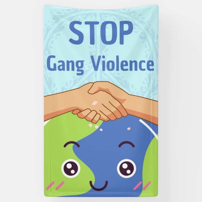 Stop Gang Violence Handshake for Peace Banner (Vertical)