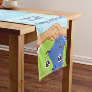 Stop Gang Violence Handshake for Peace Short Table Runner