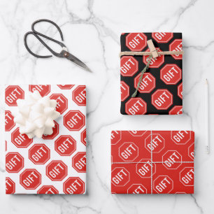 STOP:GIFT Funny Unique Novelty Simple Classic  Wrapping Paper Sheet