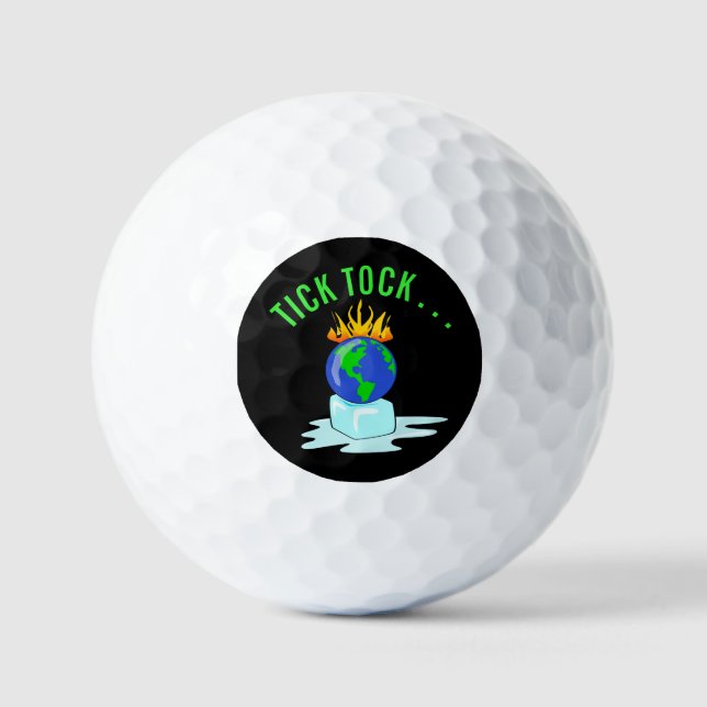 Stop Global Warming Climate Change Tick Tock... Golf Balls (Front)