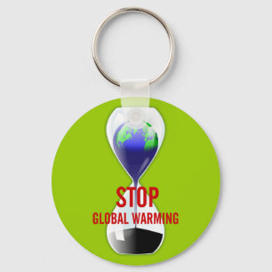 Stop Global Warming Hourglass Keychain